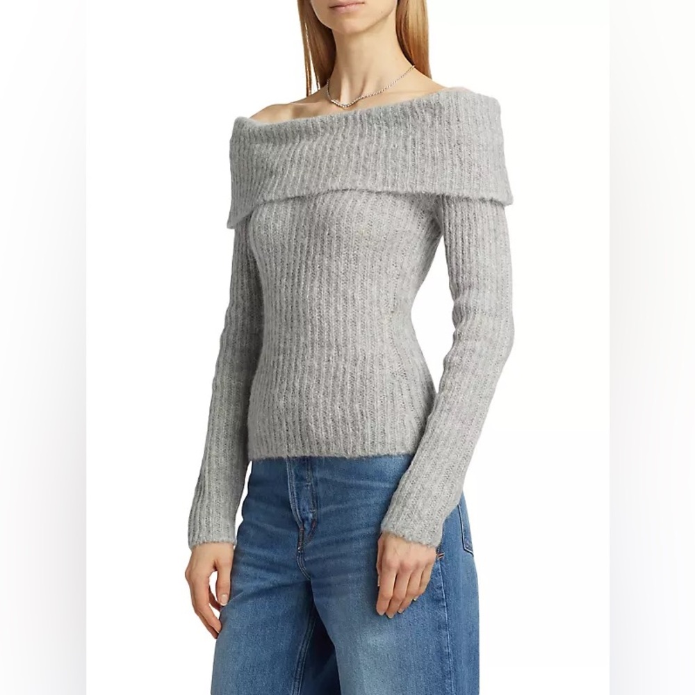 Reformation Gray Off-Shoulder Sweater